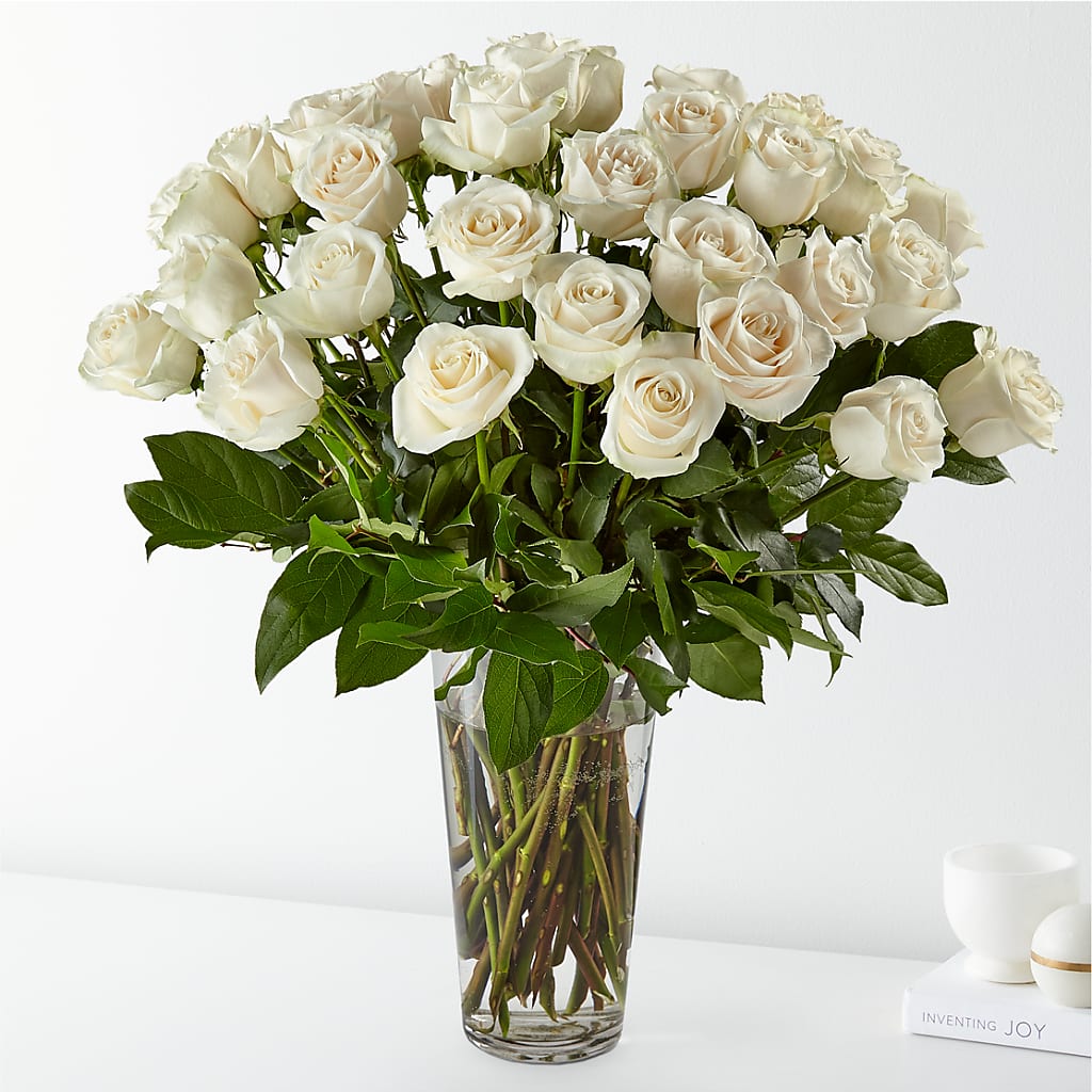 Long Stem White Rose Bouquet – GEORGE'S FLOWERS, Los Angeles CA