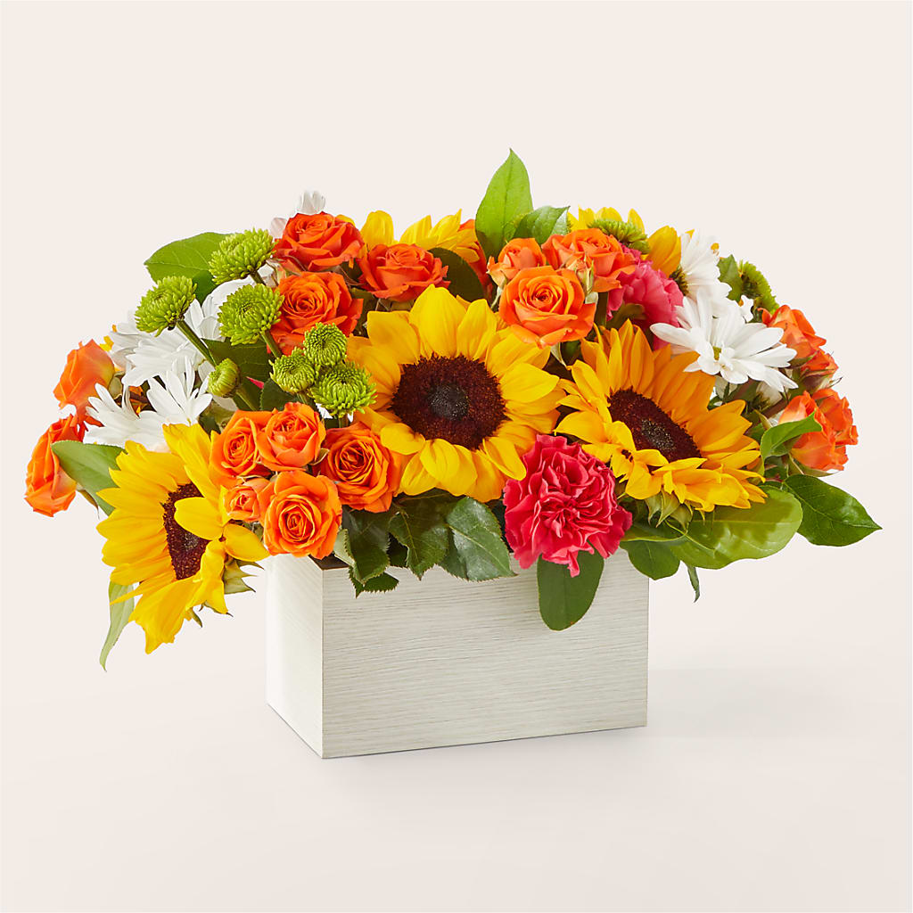 Sun-drenched Blooms Box Bouquet – GEORGE'S FLOWERS, Los Angeles CA
