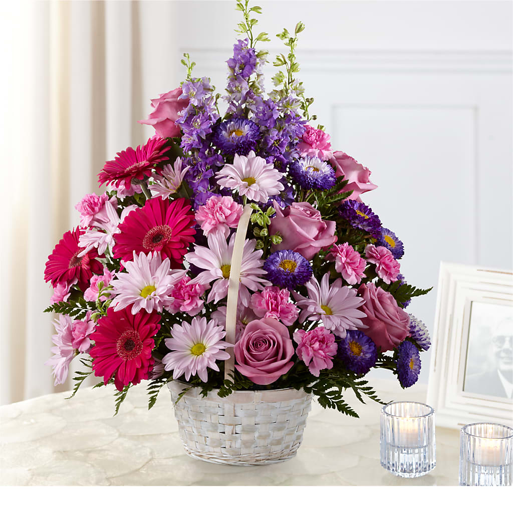 Pastel Peace Basket – GEORGE'S FLOWERS, Los Angeles CA
