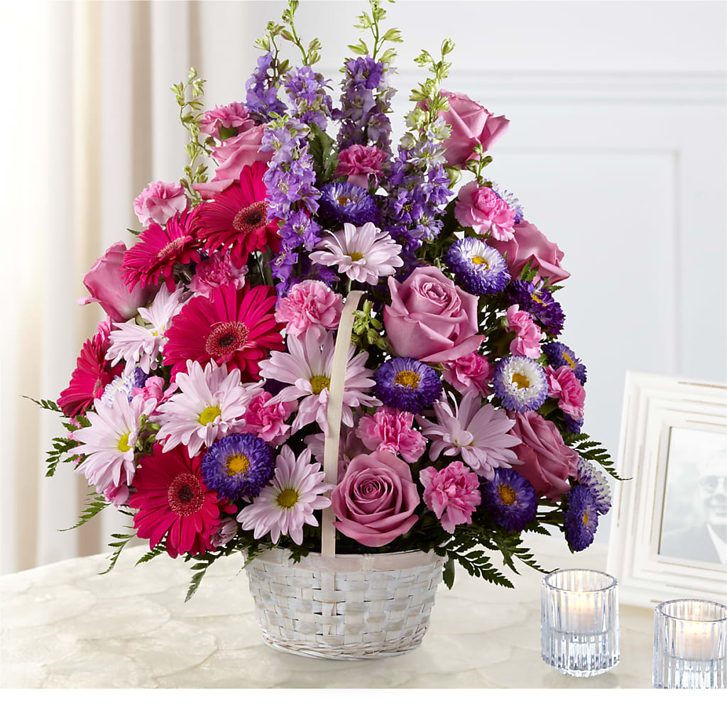 Pastel Peace Basket – GEORGE'S FLOWERS, Los Angeles CA