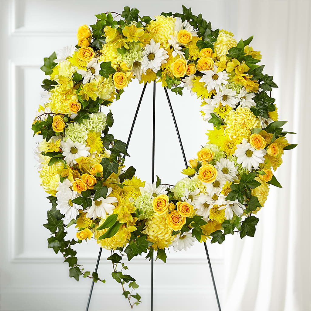 Golden Remembrance Wreath – GEORGE'S FLOWERS, Los Angeles CA
