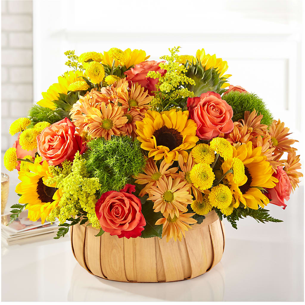 Harvest Sunflower Basket – GEORGE'S FLOWERS, Los Angeles CA