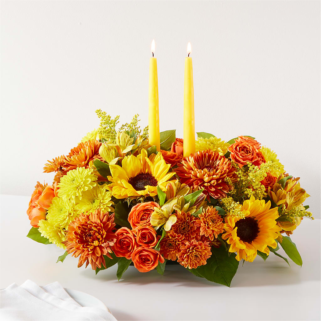 Autumn Harmony Centerpiece – GEORGE'S FLOWERS, Los Angeles CA