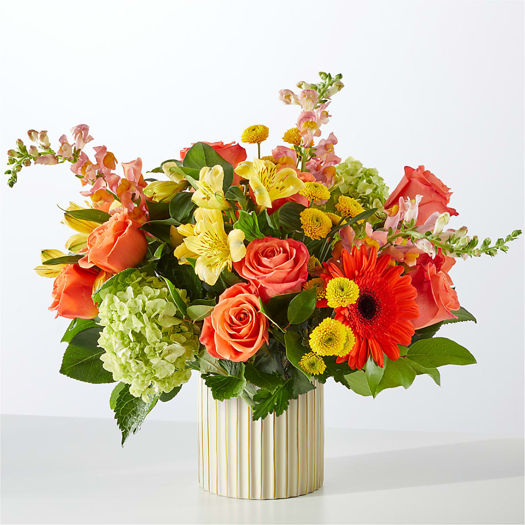 Autumn Sunshine Bouquet with Ivory Vase – GEORGE'S FLOWERS, Los Angeles CA