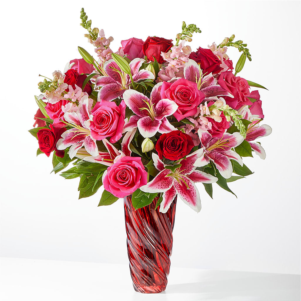 Always You Bouquet with Luxe Swirl Vase – GEORGE'S FLOWERS, Los Angeles CA