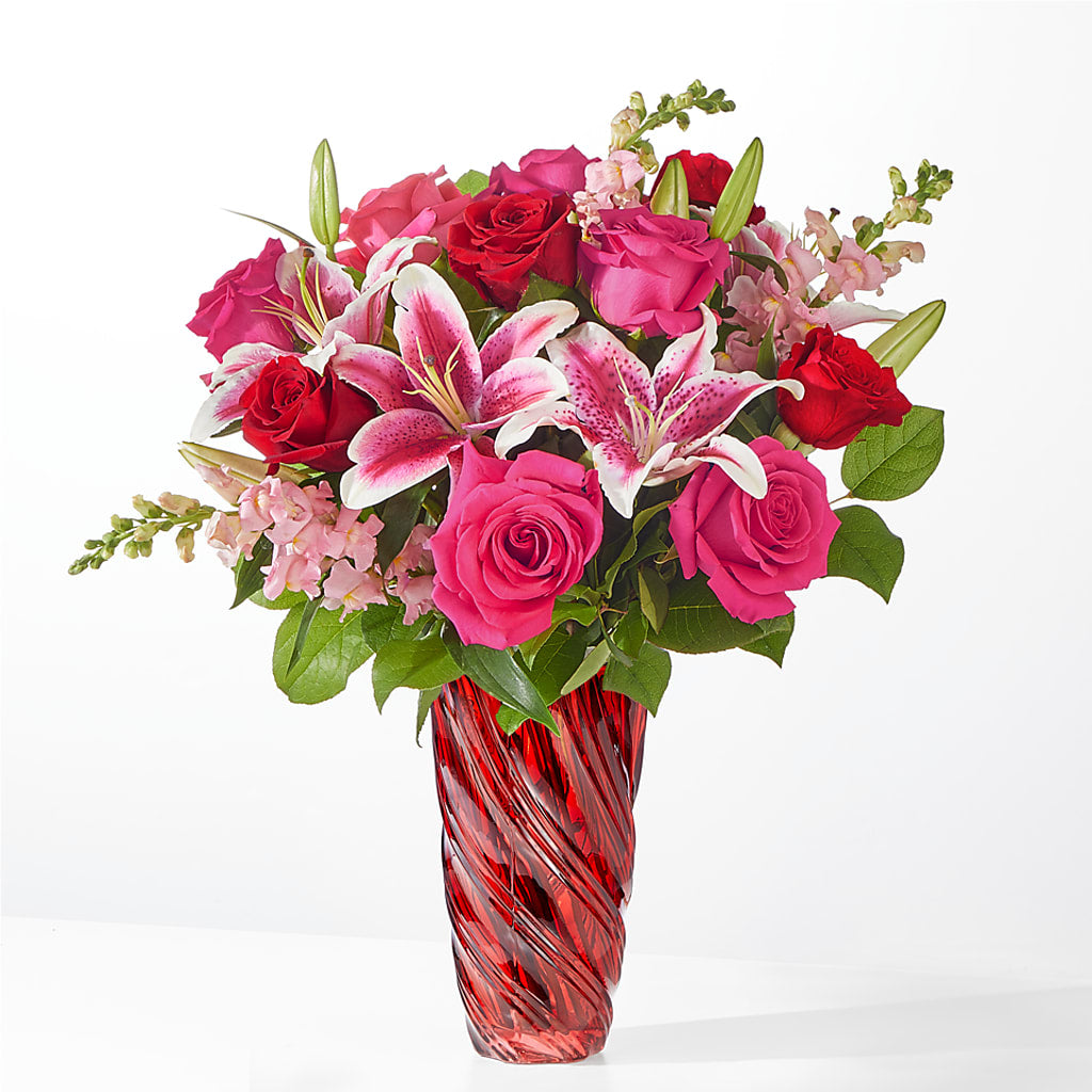 Always You Bouquet with Luxe Swirl Vase – GEORGE'S FLOWERS, Los Angeles CA