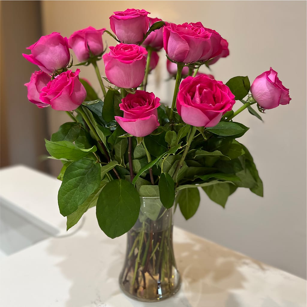 Long Stem Pink Rose Bouquet – GEORGE'S FLOWERS, Los Angeles CA