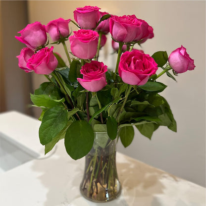 Long Stem Pink Rose Bouquet – GEORGE'S FLOWERS, Los Angeles CA