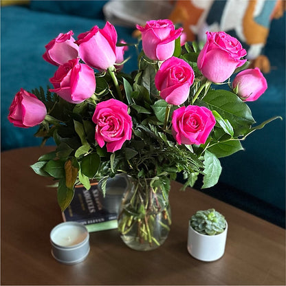 Long Stem Pink Rose Bouquet – GEORGE'S FLOWERS, Los Angeles CA