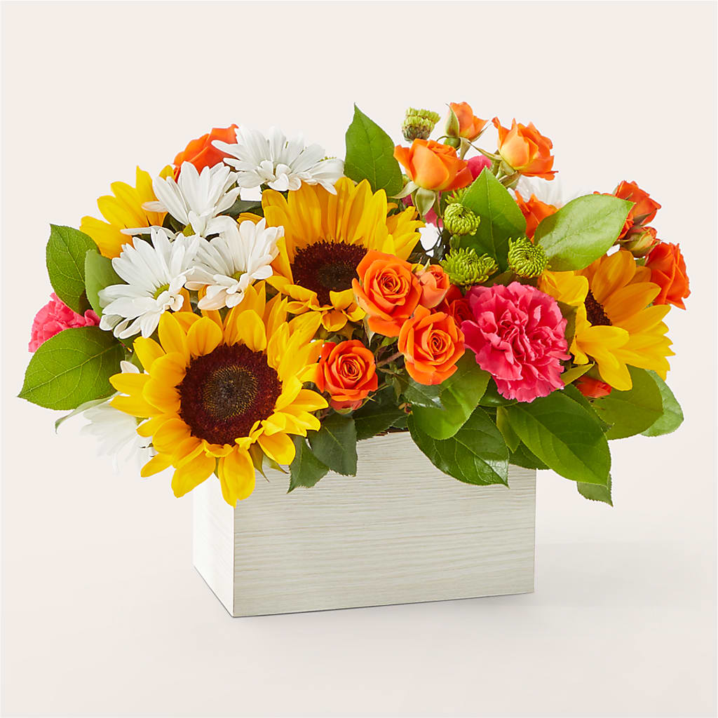 Sun-drenched Blooms Box Bouquet – GEORGE'S FLOWERS, Los Angeles CA