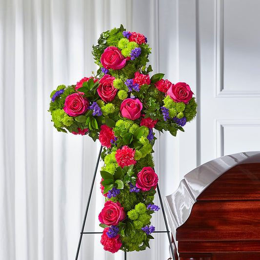 Tribute Rose Floral Cross – GEORGE'S FLOWERS, Los Angeles CA