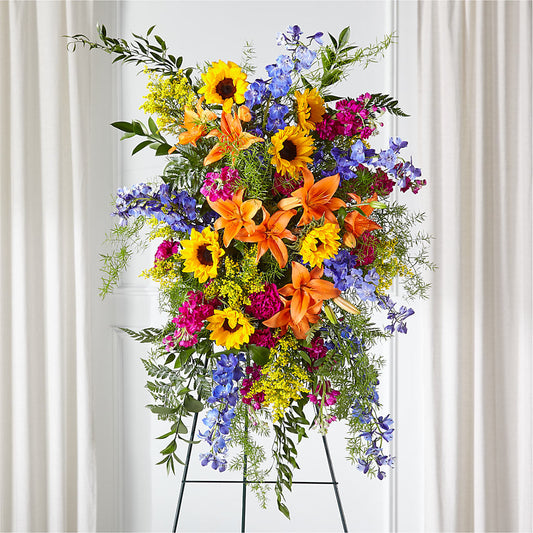 Sunlit Memories Standing Spray (Standard) – GEORGE'S FLOWERS, Los Angeles CA