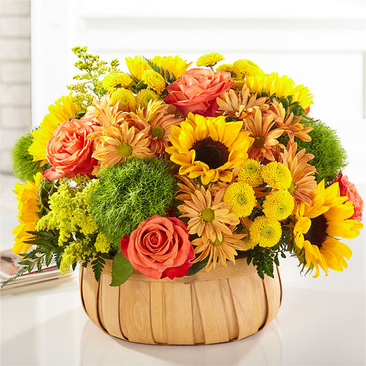 Harvest Sunflower Basket – GEORGE'S FLOWERS, Los Angeles CA
