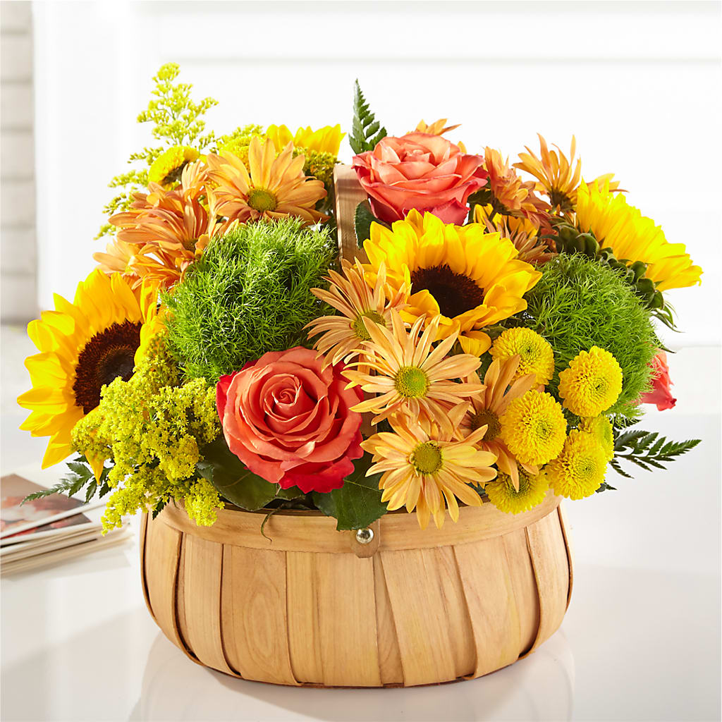 Harvest Sunflower Basket – GEORGE'S FLOWERS, Los Angeles CA