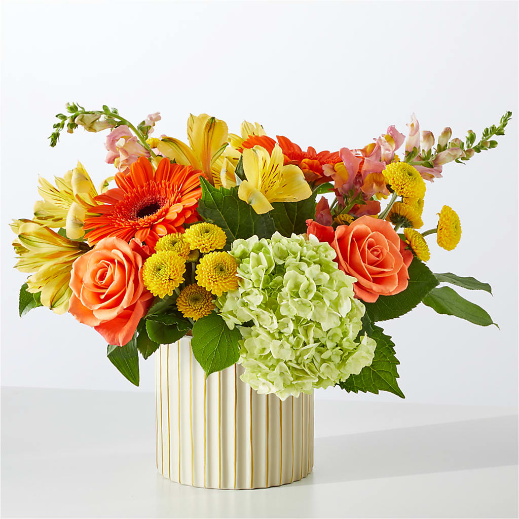 Autumn Sunshine Bouquet with Ivory Vase – GEORGE'S FLOWERS, Los Angeles CA