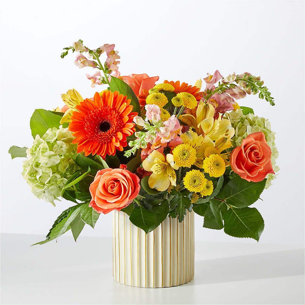 Autumn Sunshine Bouquet with Ivory Vase – GEORGE'S FLOWERS, Los Angeles CA