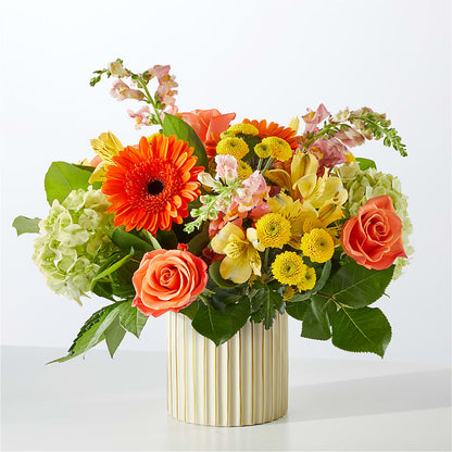 Autumn Sunshine Bouquet with Ivory Vase – GEORGE'S FLOWERS, Los Angeles CA