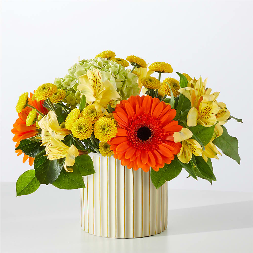 Autumn Sunshine Bouquet with Ivory Vase – GEORGE'S FLOWERS, Los Angeles CA