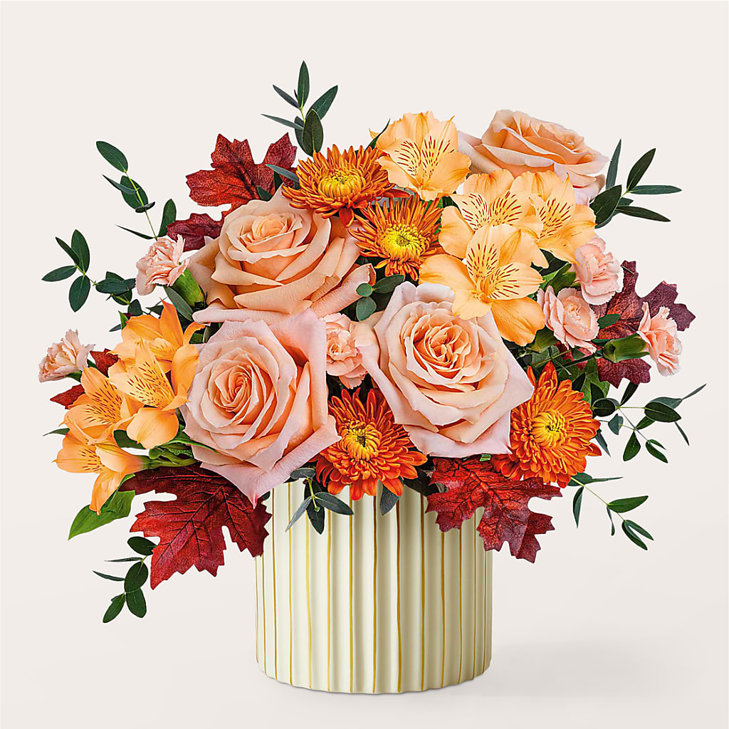 Spiced Latte Bouquet with Ivory Vase – GEORGE'S FLOWERS, Los Angeles CA