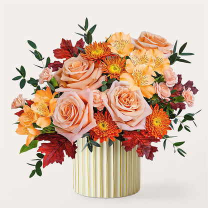 Spiced Latte Bouquet with Ivory Vase – GEORGE'S FLOWERS, Los Angeles CA