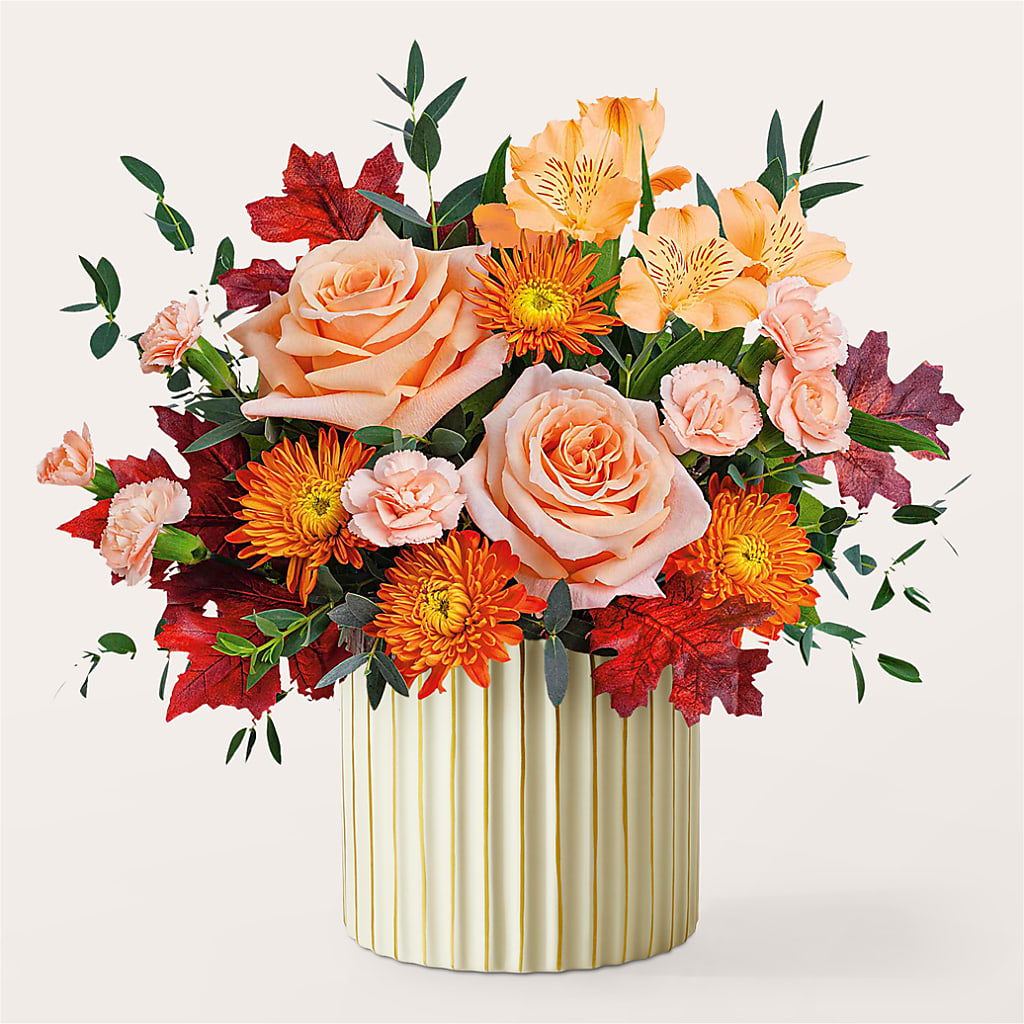 Spiced Latte Bouquet with Ivory Vase – GEORGE'S FLOWERS, Los Angeles CA